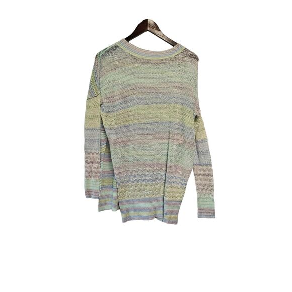 FREE PEOPLE Sweater Crochet Lightweight Pastel Oversized XS Split Side - Picture 1 of 6